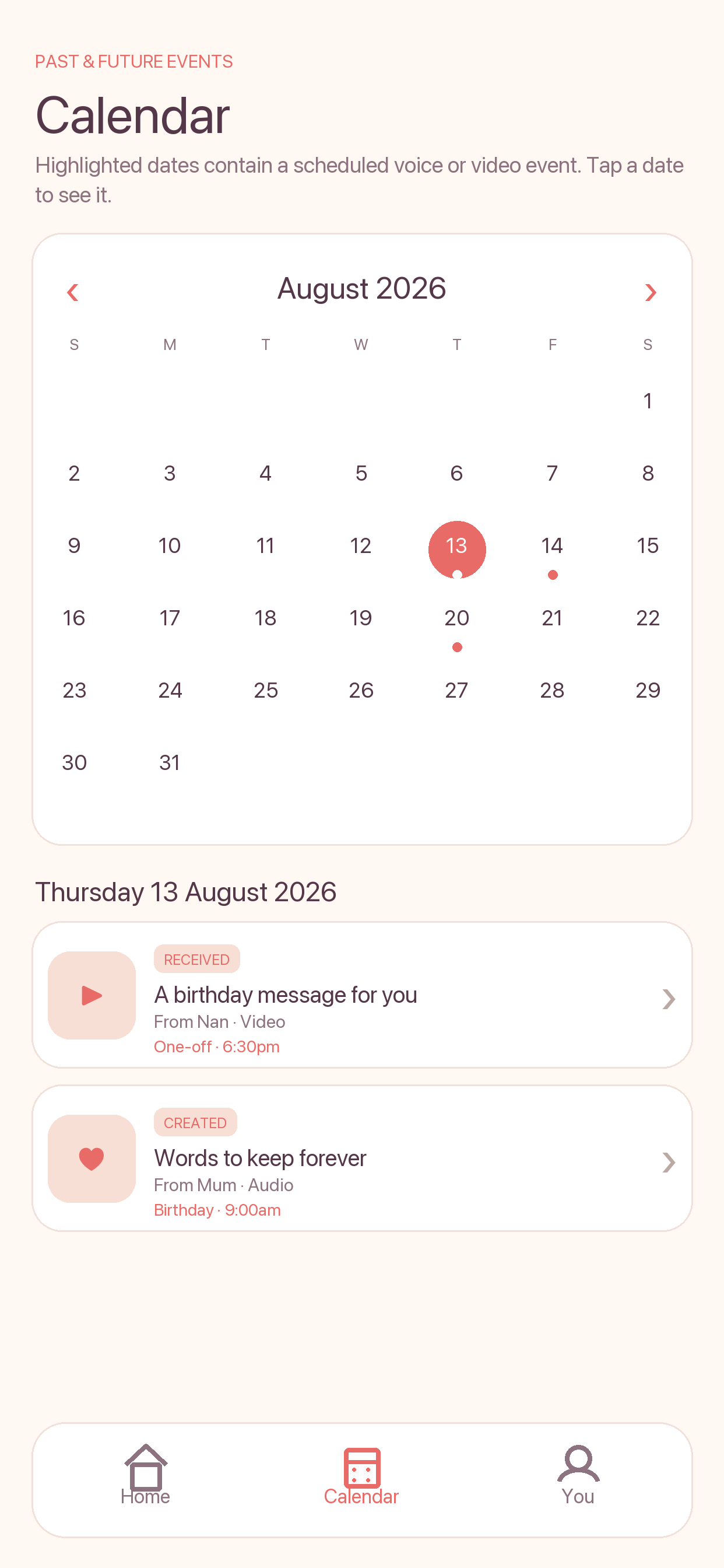 Schedule capsules in the calendar