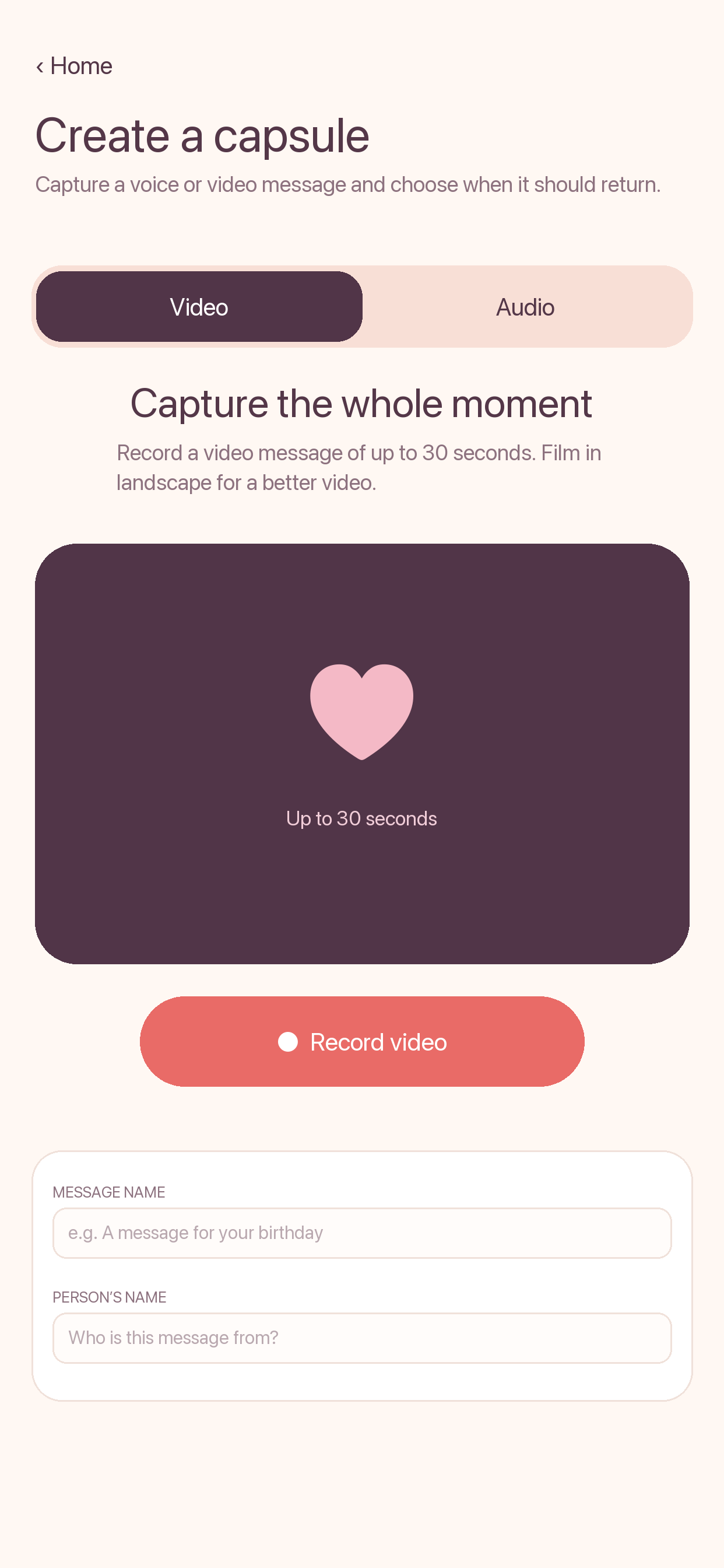 Create a video or audio capsule