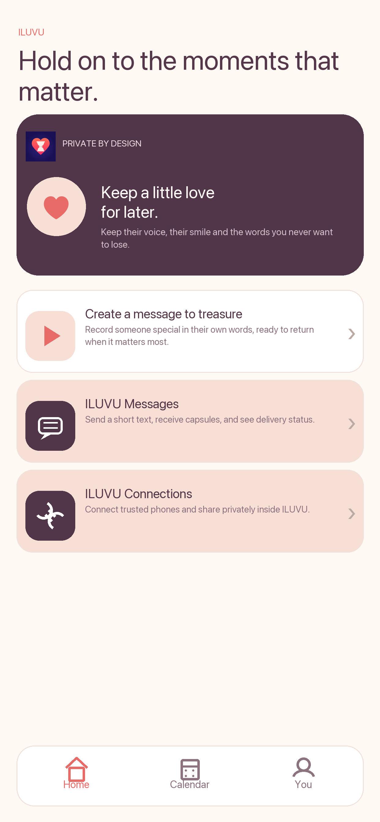 iluvu home screen